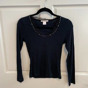 Splendid Black Cotton Long Sleeve Top